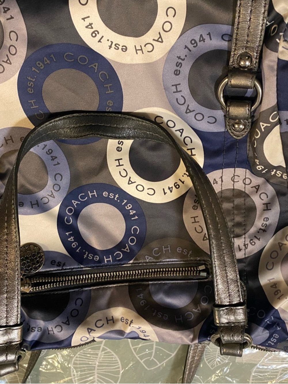 Coach Navy and Gray Signature Circle Crossbody Shoulder Bag - Picture 11 of 13
